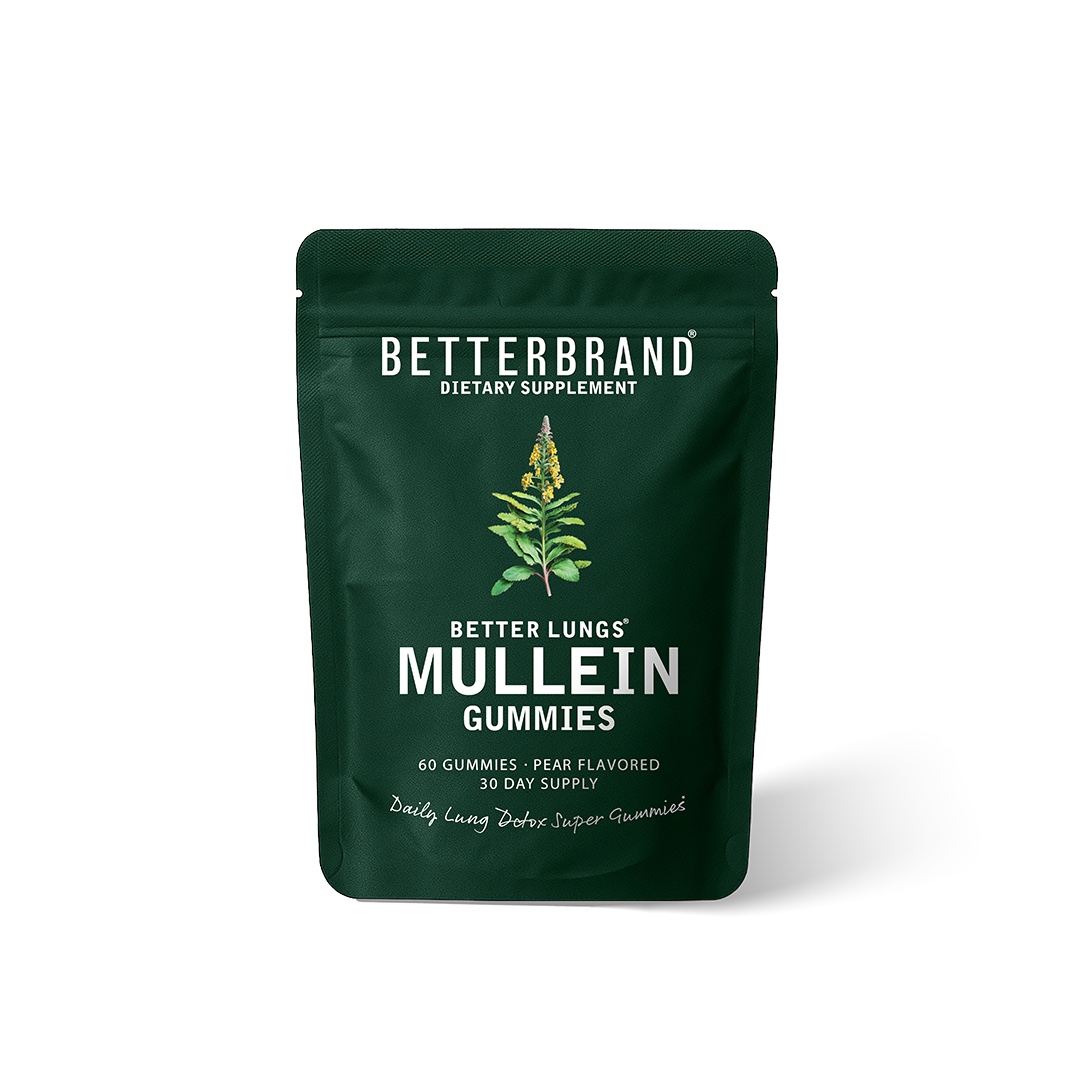 BetterLungs Mullein Gummies, pear flavored, 60-count bag